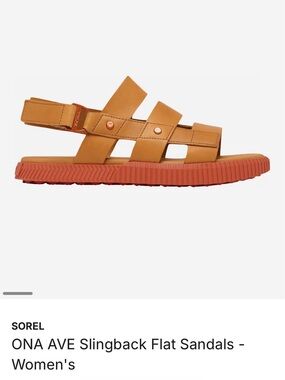Sorel ONA AVE Slingback Flat Sandals -Canyon Gold (BNIB)